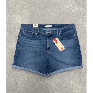 Levis Classic Shorts Womens 16 W33 Mid Rise Sculpt Soft Denim Cuffed Blue New